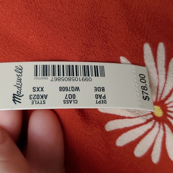 Madewell Top Chinch Wrap Tie Size XXS Flowers New Rust Cream - Picture 7 of 12